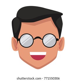 Geek man with round frame glasses
