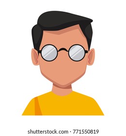 Geek man with round frame glasses