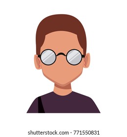 Geek man with round frame glasses