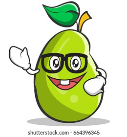 Geek mango fruit character cartoon vector illustration