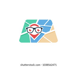Geek Map Icon Logo Design Element