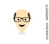 geek map pin locator - nerd cartoon logo logotype vector art