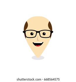 geek map pin locator - nerd cartoon logo logotype vector art