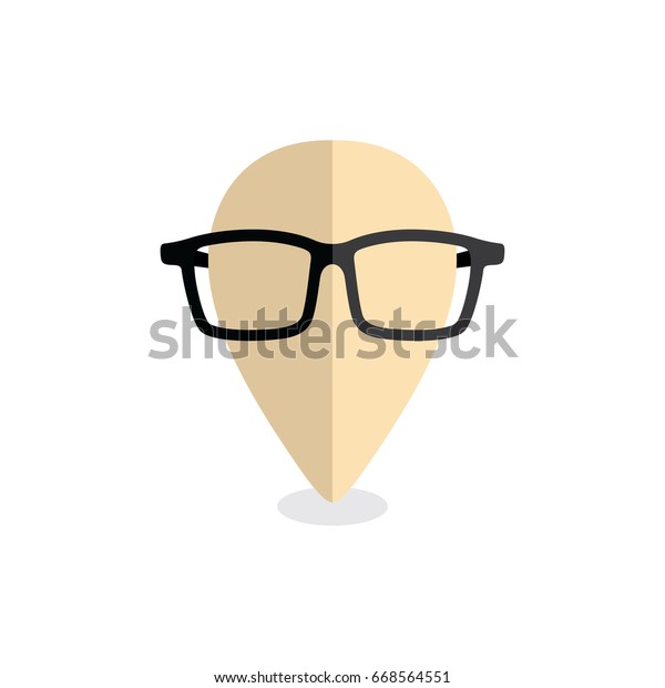 geek map pin locator - nerd cartoon logo logotype\
vector art
