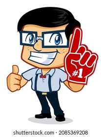 geek mascot cartoon in vector