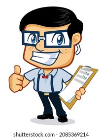 geek mascot cartoon in vector