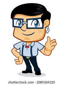 geek mascot cartoon in vector