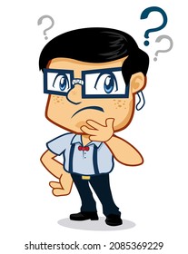 caricatura de mascota geek en vector