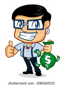 geek mascot cartoon in vector
