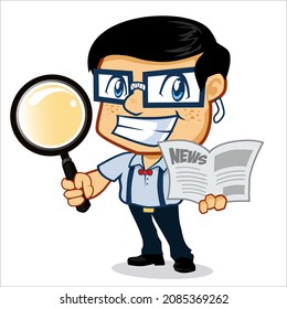 geek mascot cartoon in vector