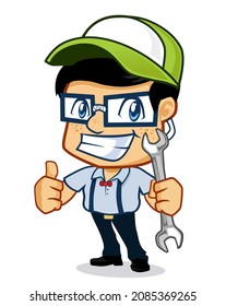 geek mascot cartoon in vector