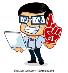 geek mascot cartoon in vector