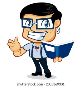 geek mascot cartoon in vector