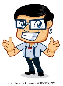 geek mascot cartoon in vector