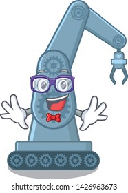 Geek mechatronic robotic arm in mascot shape