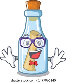 Geek message in bottle on the cartoon