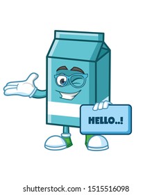 geek milk box cartoon mascot character vector