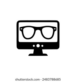 geek monitor screen logo vector illustration template design