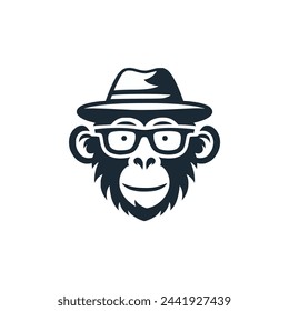 geek monkey genius smart animal logo vector illustration template design