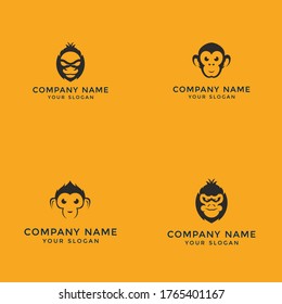 Geek Monkey Logo Template face logo icon  animal vector design,eps 10