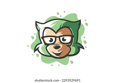 Geek monkey mascot logo cartoon vector illustration design