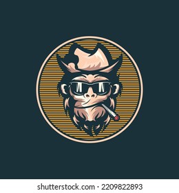 Ilustración del logo del vector de la mascota de monos geek