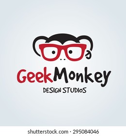 Geek monkey Vector Logo Template