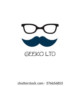 Geek mustache Logo Vector Illustration