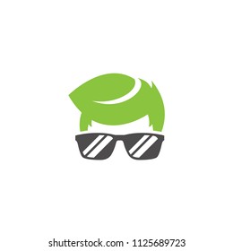 Geek nature leaf logo design template