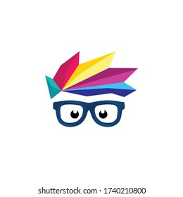 Geek, Nerd Character Logo Icon Colorful Vector