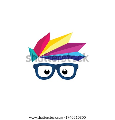 Geek, Nerd Character Logo Icon Colorful Vector