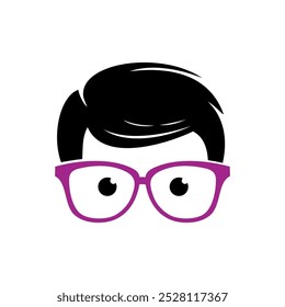 Geek Nerd Face Icon Plantilla de Vector