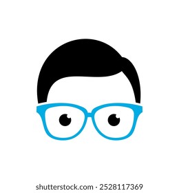 Geek Nerd Face Icon Plantilla de Vector