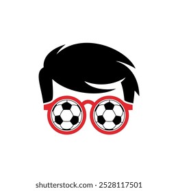 Geek Nerd Football Face Icon Plantilla de Vector