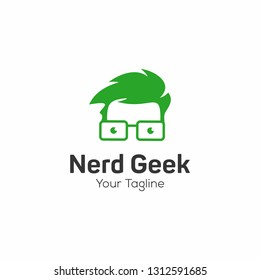 Geek and Nerd Logo Character Stock Image 