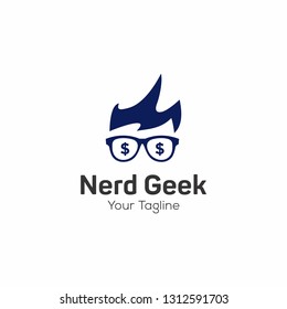 Geek and Nerd Logo Character Stock Image 