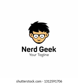 Geek and Nerd Logo Character Stock Image 