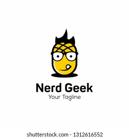 Geek and Nerd Logo Character Stock Image 