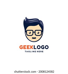 Geek nerd logo design icon isolated on white backgrounds	