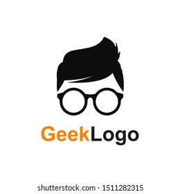 Geek or nerd logo icon - stock vector