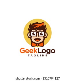 Geek Nerd Logo Stock Vector