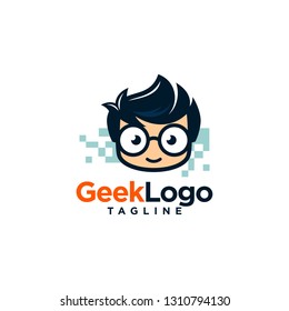 Geek Nerd Logo Stock Vector