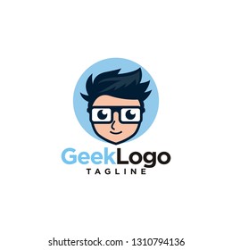Geek Nerd Logo Stock Vector