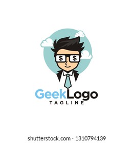 Geek Nerd Logo Stock Vector