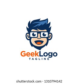 Geek Nerd Logo Stock Vector