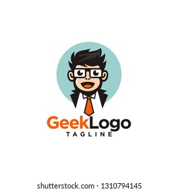 Geek Nerd Logo Stock Vector