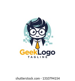 Vector de material del logotipo del nervio geek