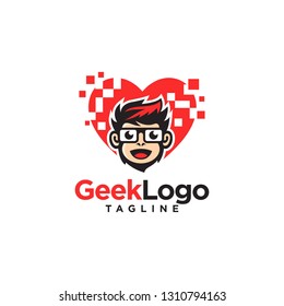 Geek Nerd Logo Stock Vector