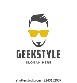 geek and nerd logo template concept illustration