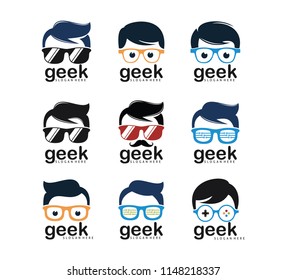 geek nerd programmer gamer vector logo design template